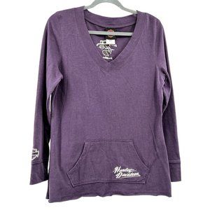 Harley Davidson Womens Hoodie w/Pocket V-Neck Soft Purple Baton Rouge, LA Sz Med